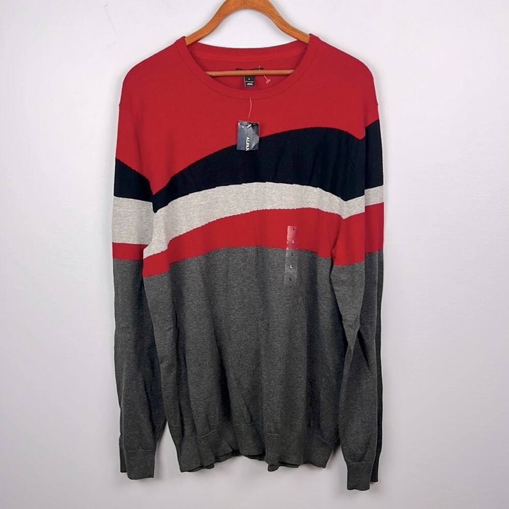 Alfani men’s jester red color block crewneck sweater size large